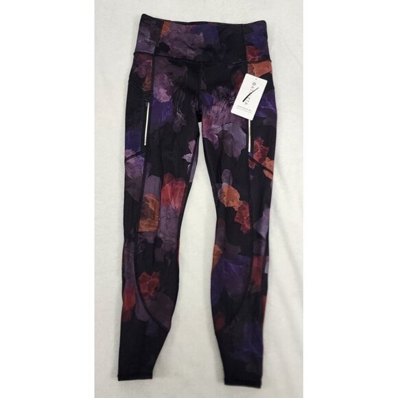 NWT Athleta Rainier Tights Printed Leggings Night Bloom Black Small - Picture 3 of 6